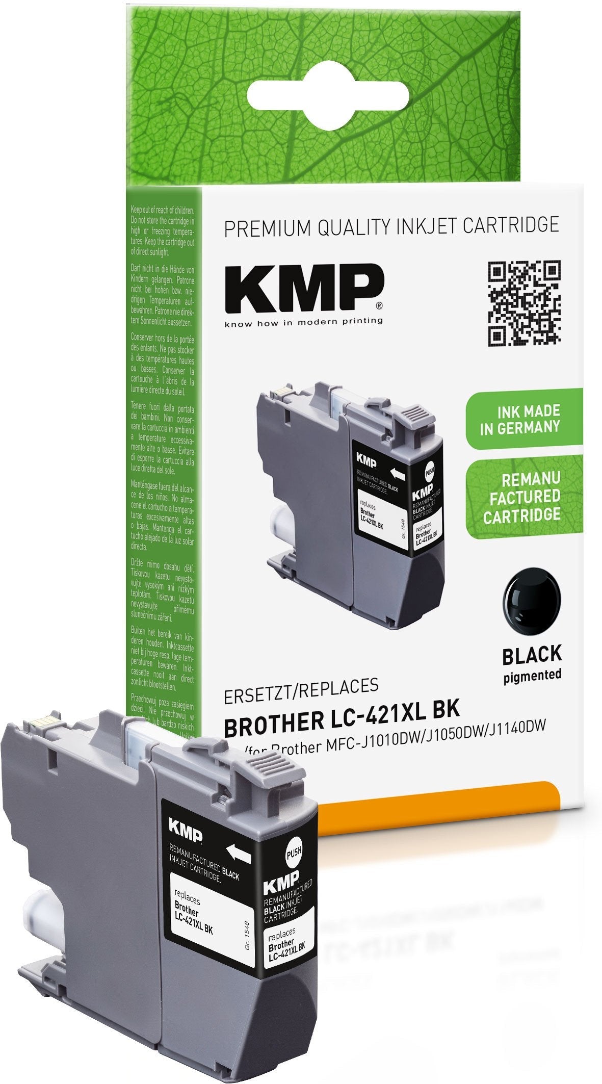 Tinta Kmp Brother Mfc-J1010dw Lc421xlbk Negro 500s. 14ml Remanufactured