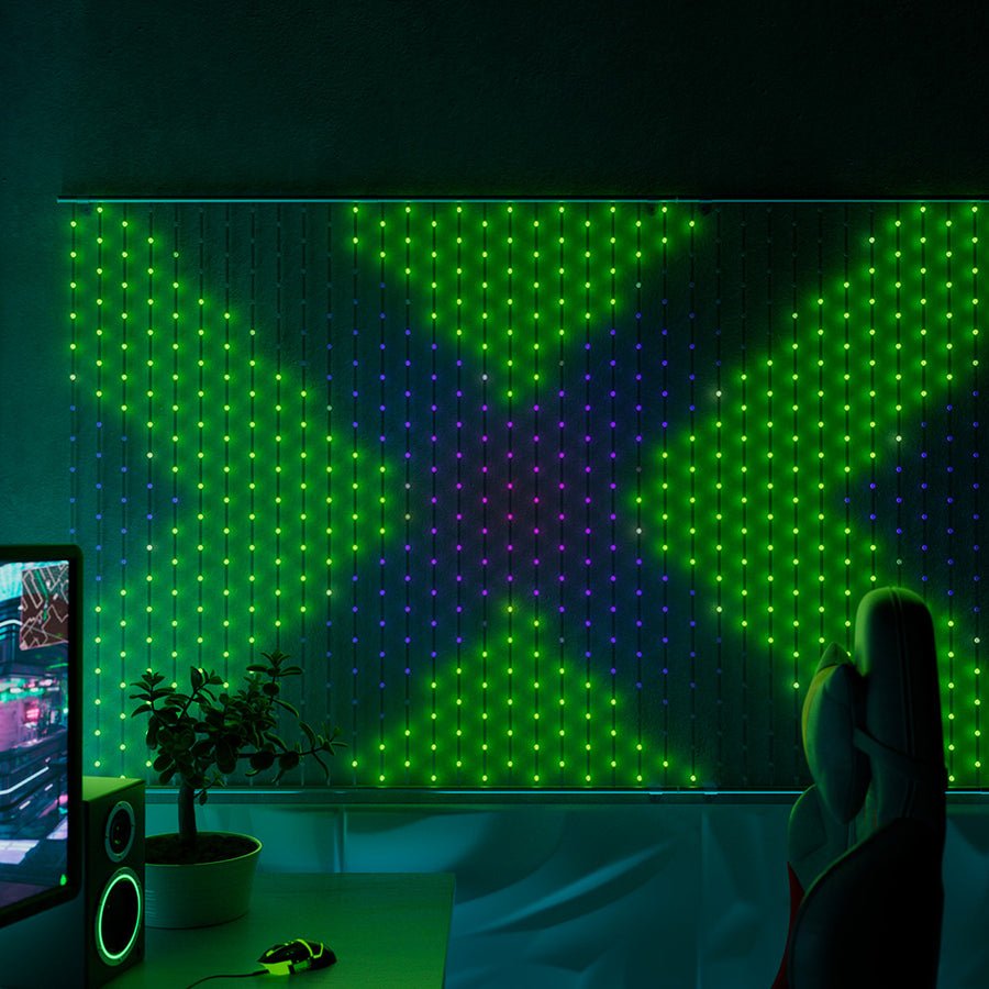 Twinkly Matrix - 480 Luces Led Rgb En Forma De Perla, Cable Transparente, Enchufe De 3,3x3,3 Pies Tipo F