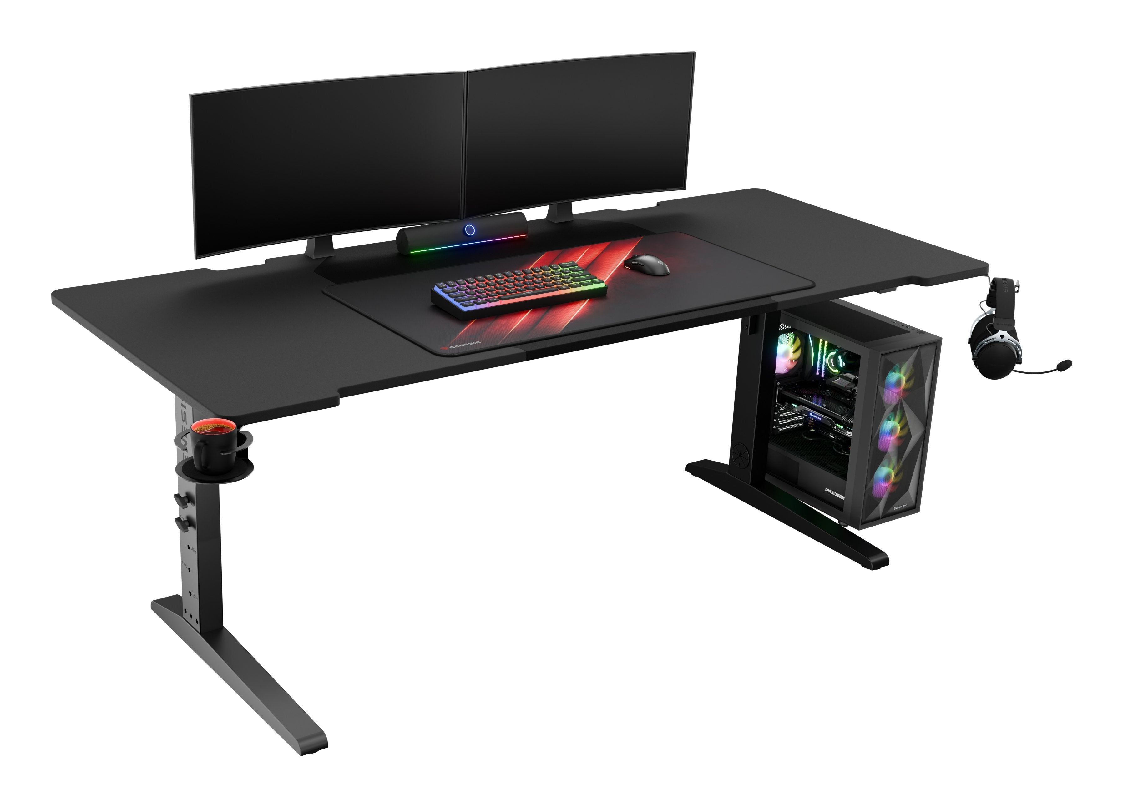 Mesa Gaming Genesis Holm Modular 180 Rgb Negro 180x75 Cm