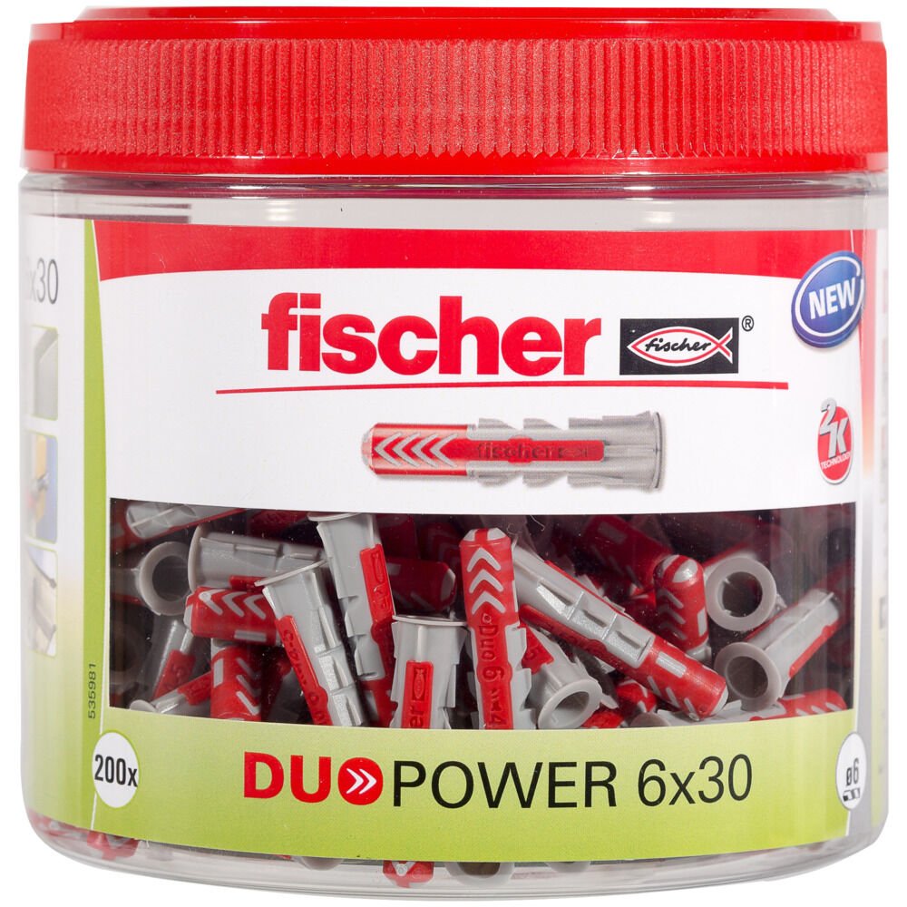 Fischer Duopower 6x30, Pasador Gris Claro/Rojo