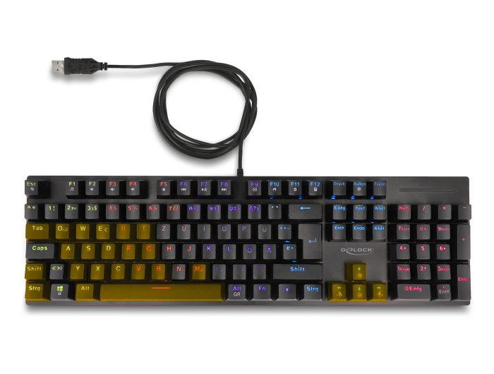 Delock 12115 Teclado Usb Mecánico Para Juegos, Con Cable De 1,6 M Negro Con Iluminación Rgb,