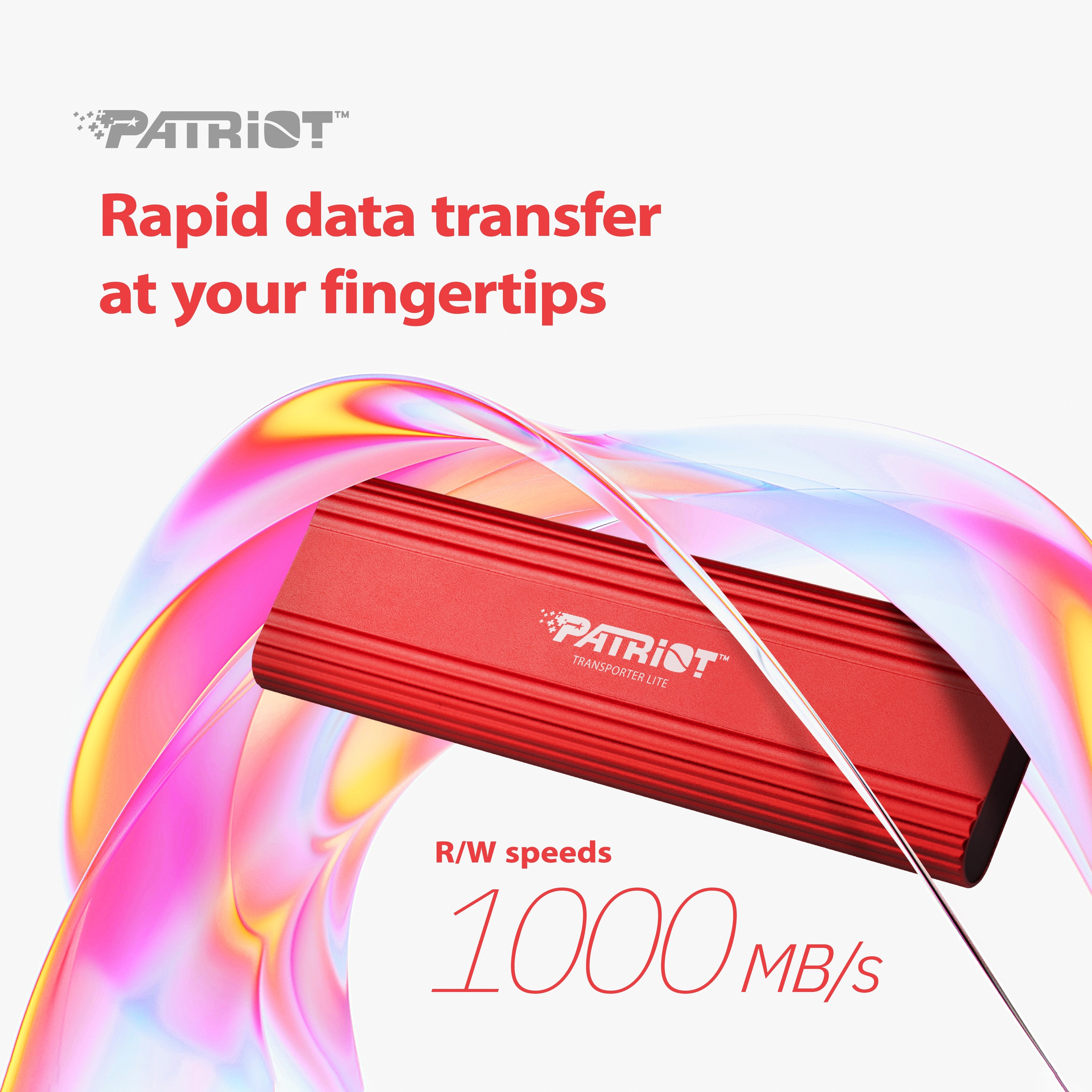 Patriot Transporter Lite Ssd 4 Tb, Ssd Externo Rojo, Usb-C 3.2 Gen 2 10 Gbit/S  Ptpl4tbpec