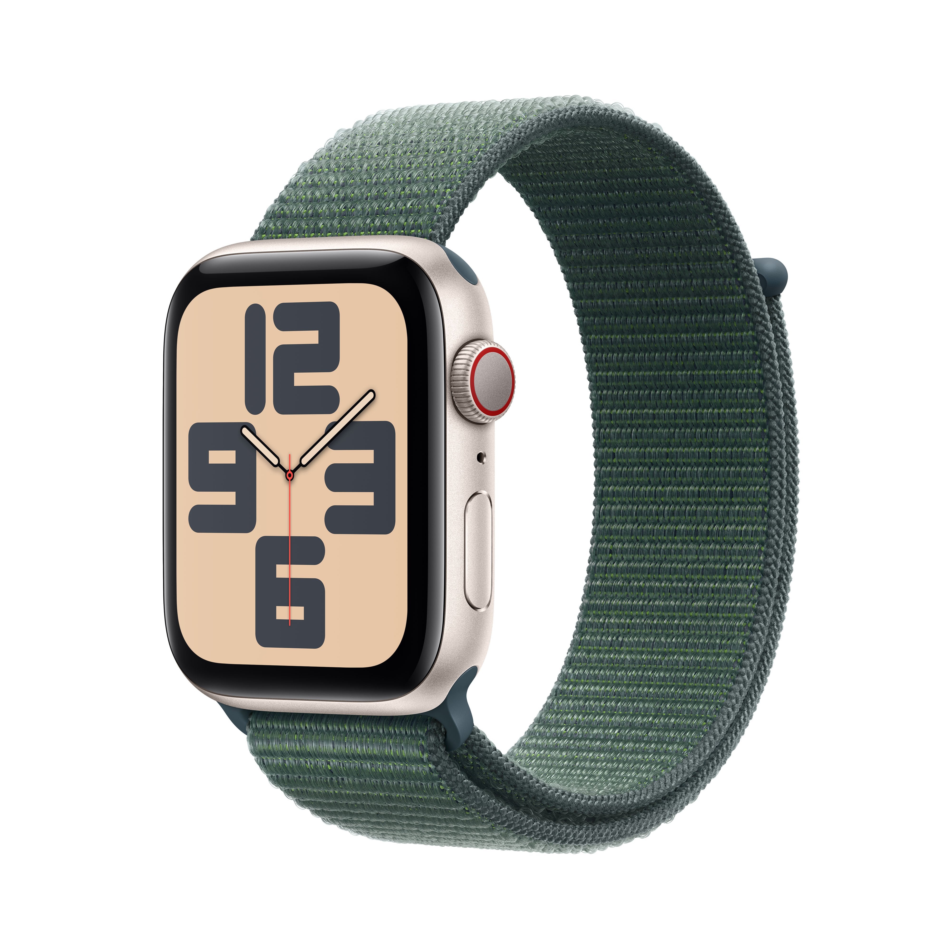 Watch Se Gps + Cellular, Koperta 44 Mm Z Aluminium W Kolorze Ksiezycowej Poswiaty Z Opaska Sportowa W Kolorze Górskiego Jeziora