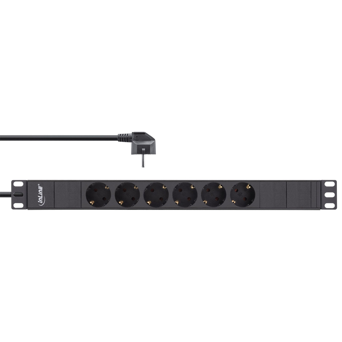 Regleta Inline 19", Contacto Protector De 6 Vías 2m, Negro