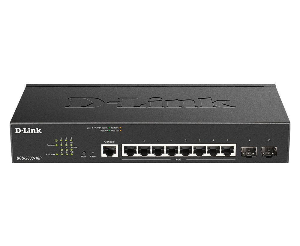 Switch Gestionable D-Link Dgs-2000-10p 10 Puertos Rj-45 10 100 1000 Poe Sfp