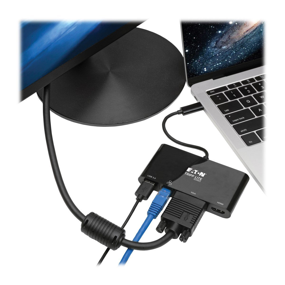 Tripp Lite U444-06n-Hv4gub Usb 3.1 Gen 1 Usb-C, 4k @30hz - Hdmi, Vga, Puerto De Hub Usb-A Y Gigabit Ethernet, Negro
