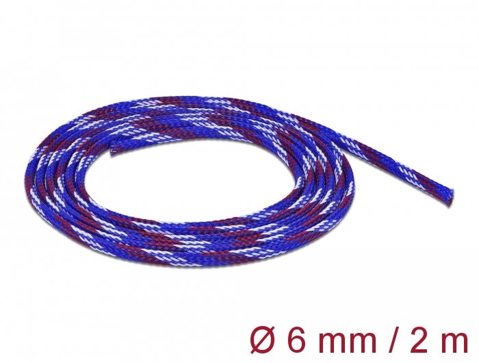 Geflechtschlauch Dehnbar 2 M X 6 Mm Blau-Rot-Weiss