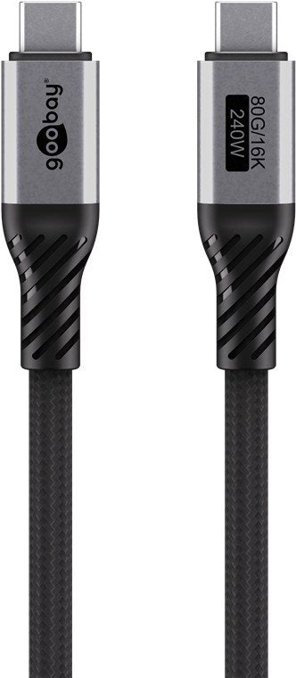 Cable De  1,50m Usb 4 G3x2 80gbps Pd240w Usb-C Macho A Usb-C Macho Negro Video 16k@60hz Datos Y Carga