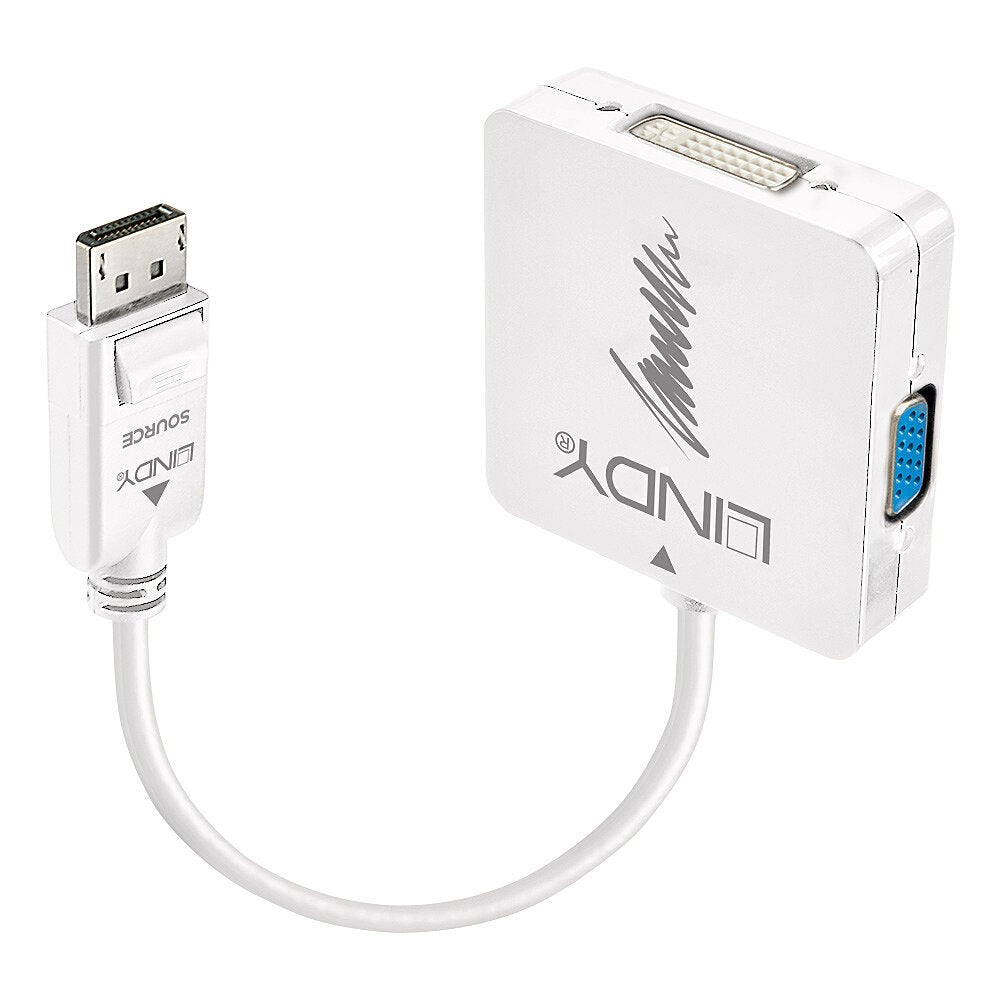 Lindy 41028 Adaptador Displayport Dvi-D + Vga [D-Sub] + Hdmi Negro (Displayport 1.2 To Hdmi, Vga & Dvi-D Ada)