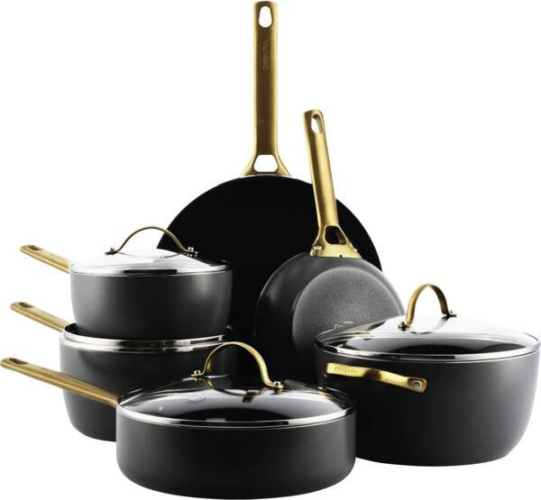 Juego De Sartenes Greenpan Padova Reserve Negras Con Revestimiento Cerámico Antiadherente (10 Unidades)