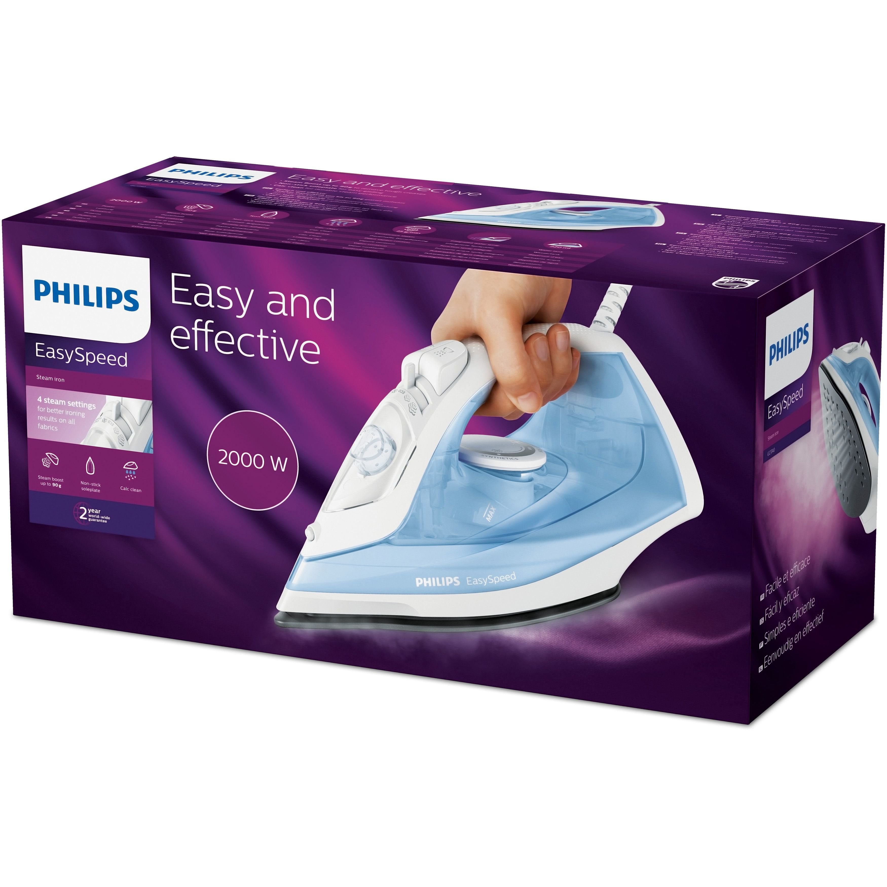 EAN 8710103912958 - Philips EasySpeed GC1740/20 plancha Plancha a vapor Suela antiadherente 2000 W Azul, Blanco imagen 3