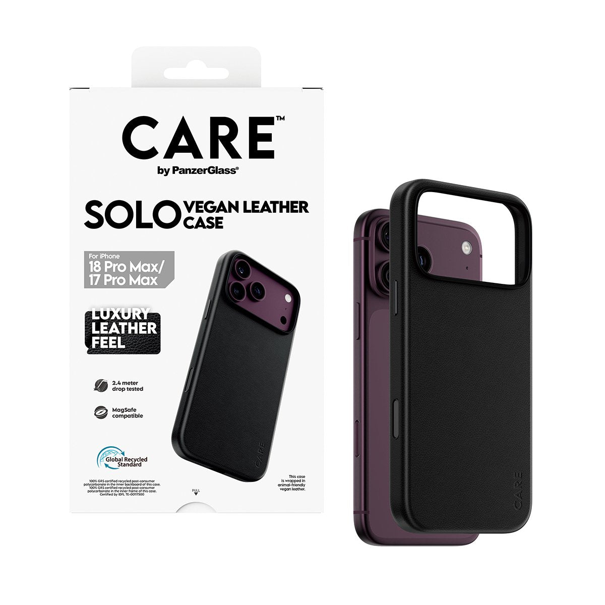 Panzerglass Care Solo Vegan Leather Case Negro Magsafe Iphone 18 Pro Max/17 Pm