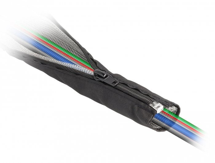 Emv Abschirmgeflechtschlauch Mit Reissverschluss Hitzebeständig 1 M X 20 Mm Schwarz