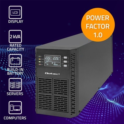 EAN 5901878522814 - Qoltec 52281 sistema de alimentación ininterrumpida (UPS) Doble conversión (en línea) 2 kVA 2000 W 3 sali imagen 3