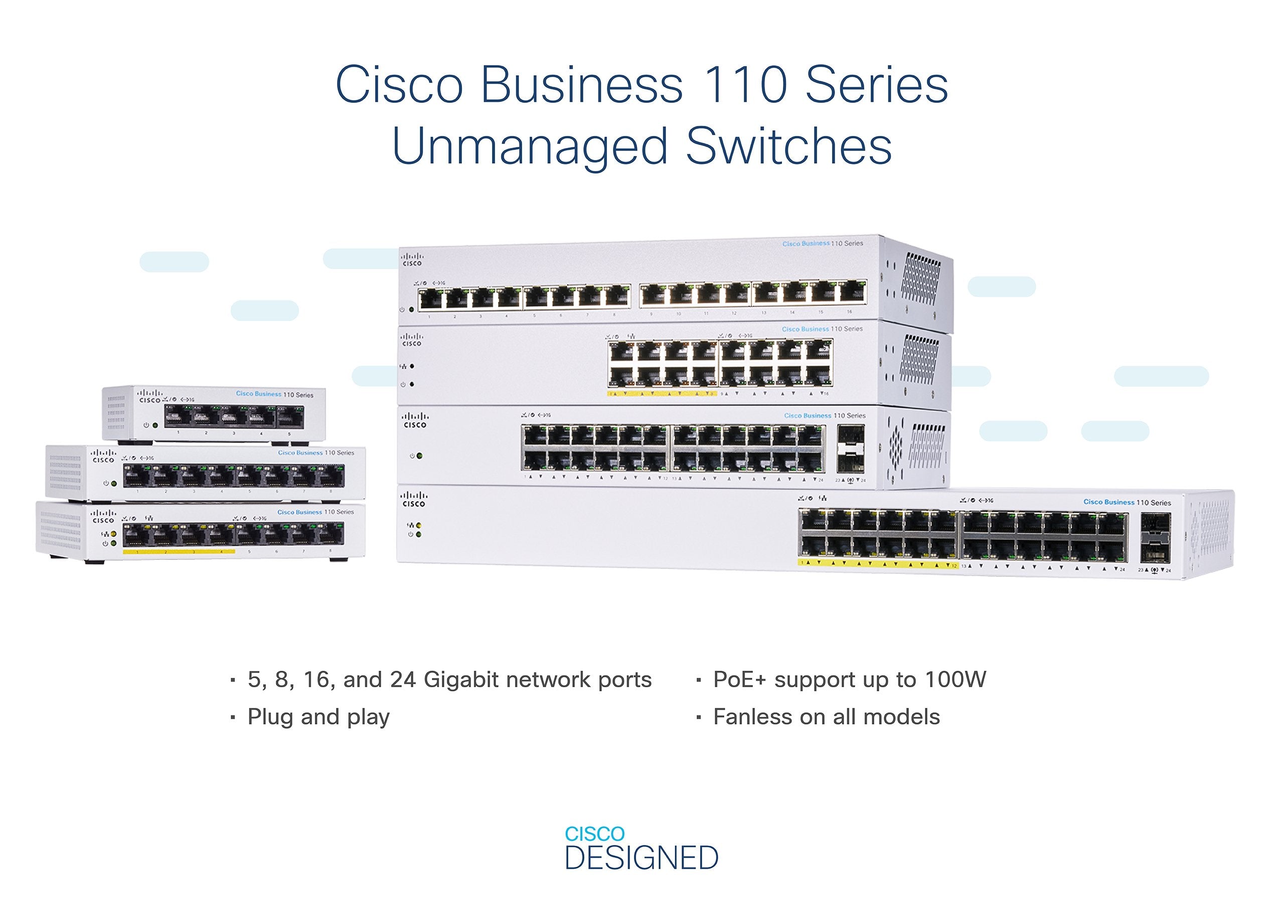 EAN 0889728326544 - Cisco CBS110 No administrado L2 Gigabit Ethernet (10/100/1000) Energía sobre Ethernet (PoE) Escritorio Gr imagen 3