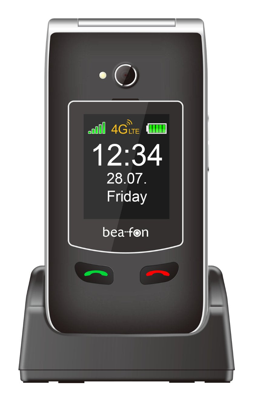 Beafon Sl645plus Lte- 4g, Plateado Line, Móvil Plegable Con Teclas Grandes, Negro-Plateado