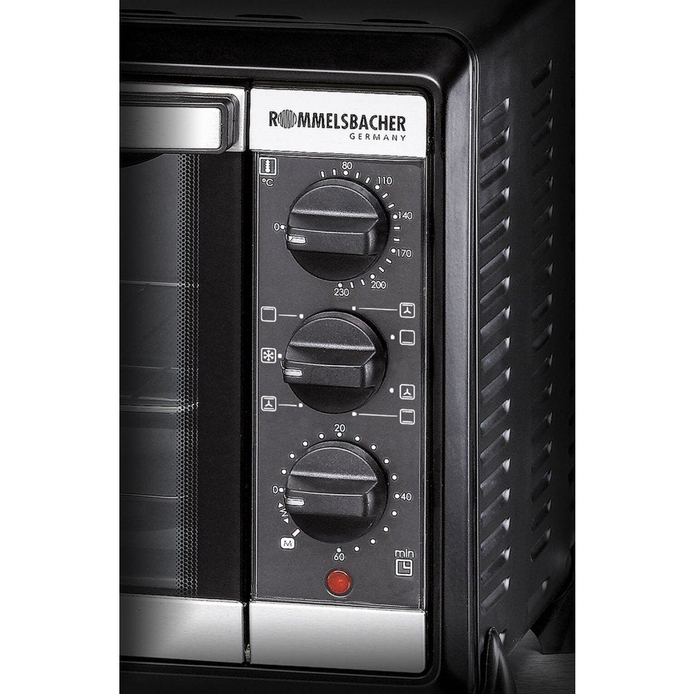Horno  Rommelsbacher Bg 1055/E 18 L Negro, Acero Inoxidable Parrilla, Mini Horno Plateado/Negro, 18 L, Negro, Acero Inoxidable, Giratorio, Acero Inoxidable, 3 Estanterías, 60 Min, Minorista