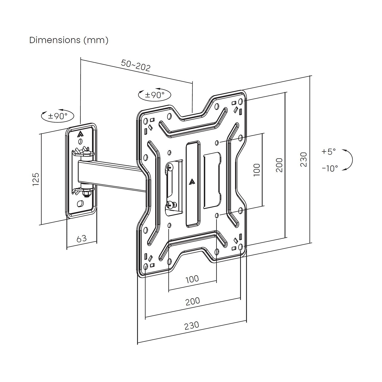 Aisens Soporte Eco Giratorio, Inclinable Para Monitor/Tv 30kg (2 Pivotes) De 23-43, Negro