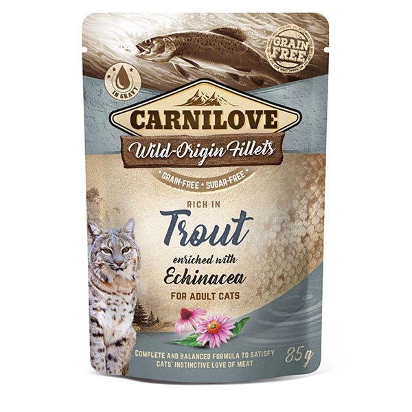 Carnilove Cat Pouch Comida Húmeda Para Gatos Trucha, Equinácea 85 G