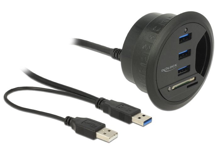Delock Hub Escritorio 3 Puertos Usb 3.0 + Lector De Tarjetas Sd