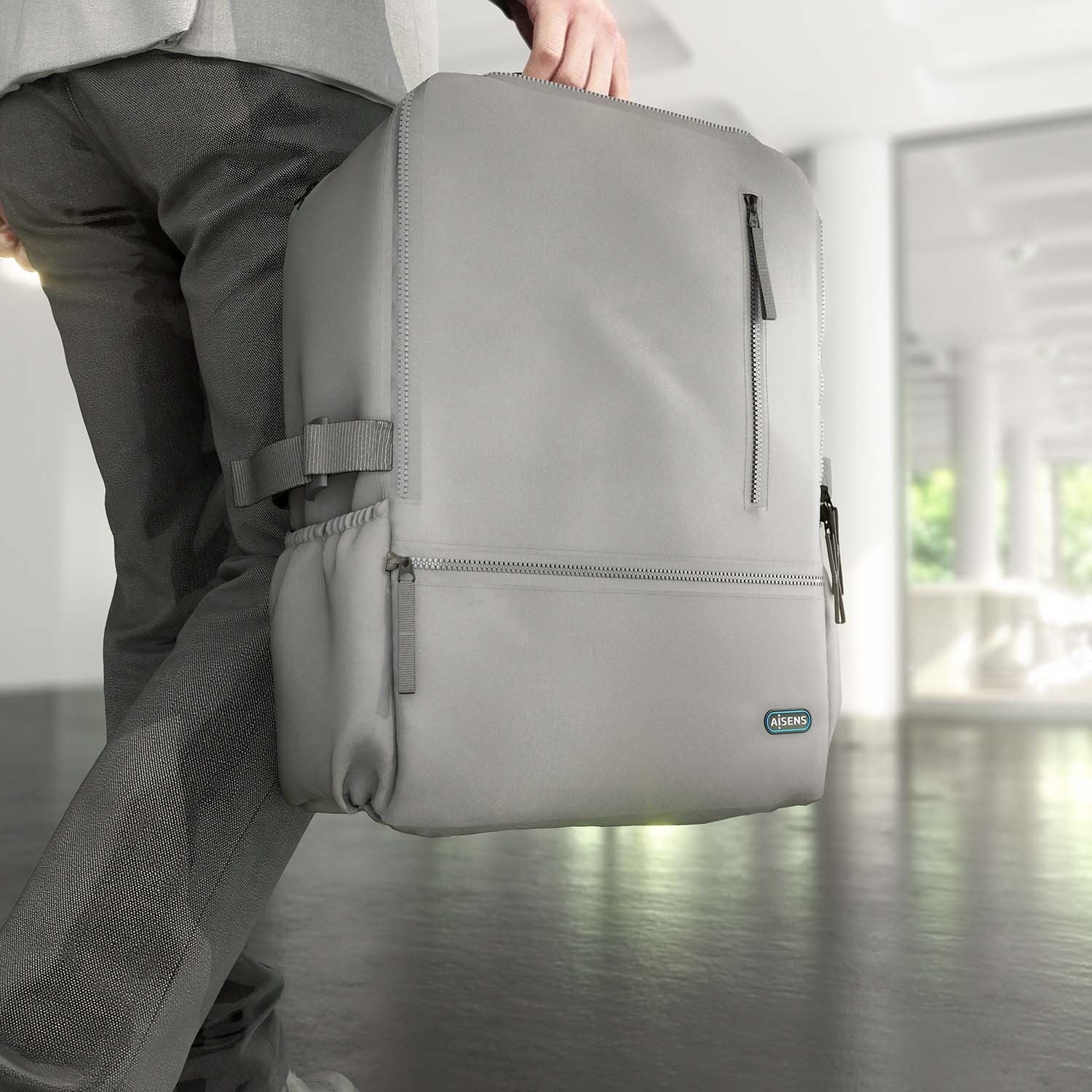 Aisens Mochila Deportiva Repelente Al Agua Para Portatil 15,6, Gris