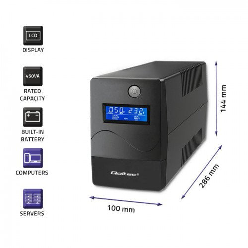 Qoltec 53980 Ups Monolith 1000va 600w Lcd Usb Rj45