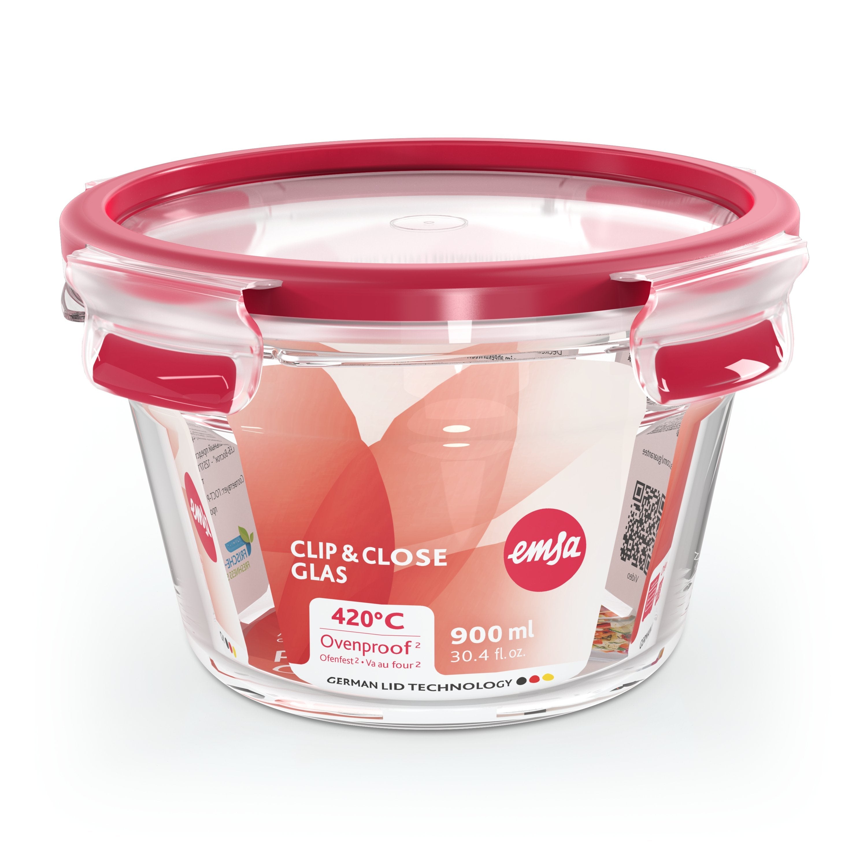 Emsa Clip & Close Fiambrera De Cristal 0,9 Litros N1040400