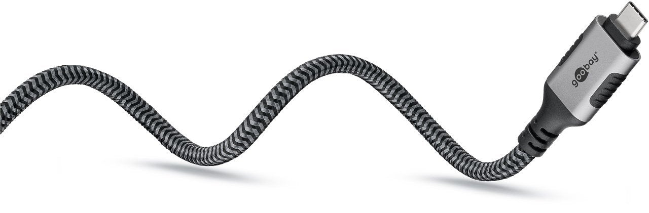 Cable Ethernet Goobay Usb-C 3.2 Gen2 Macho > Rj-45 Macho, Adaptador Lan Negro Plata, 7,5 Metros, Cubierta Textil Trenzada 70753