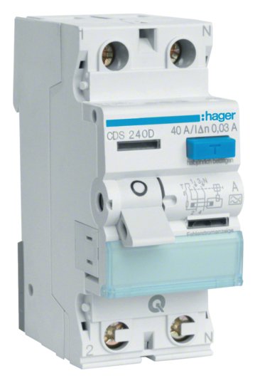Hager Fi-Schalter 2polig 6ka 40a Cds240d ** 30ma Typ A Quickconnect