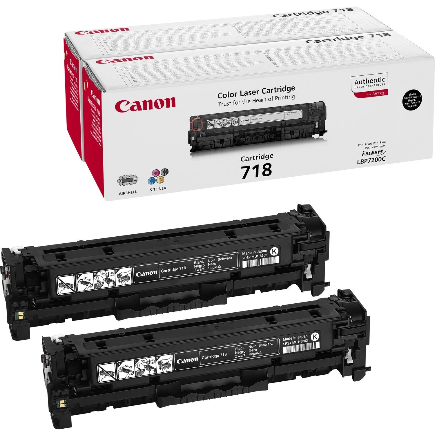EAN 4960999653433 - Canon CRG-718 Bk VP cartucho de tóner 2 pieza(s) Original Negro imagen 1