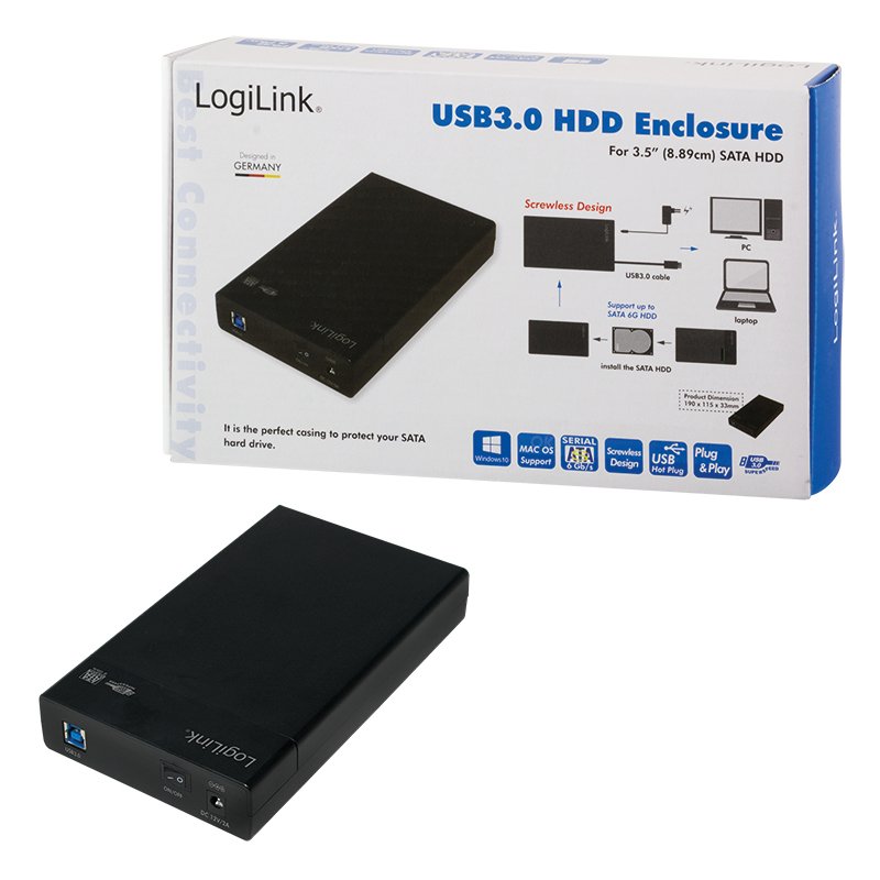 Logilink Caja Externa Hdd 3.5 Usb 3.0 Sata Sin Tornillos Negro Ua0276
