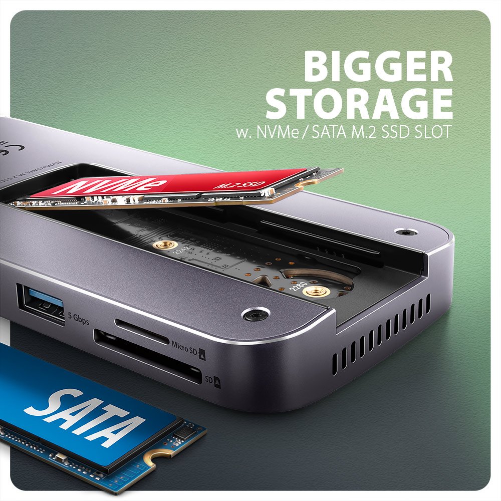 Hub Axagon Hmc-12gm2 Base Para Portátil Y Replicador De Puertos Alámbrico Rog Xg Mobile + Usb Type-C Gris