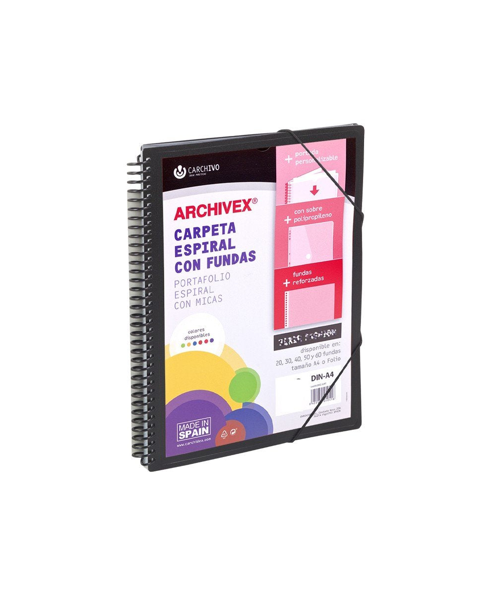 Carchivo Archivex-Star Canguro Personalizable A4 Con 20 Fundas Pp Espiral Negro