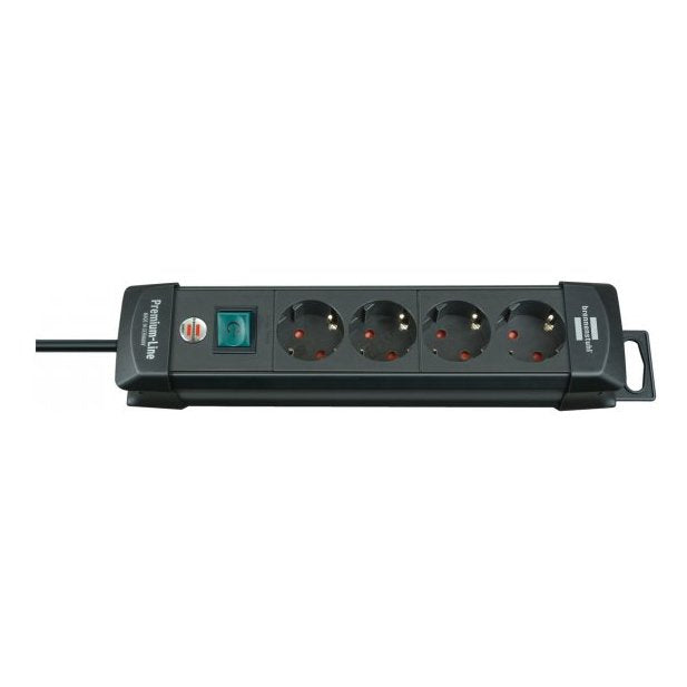 Brennenstuhl Premium-Line 4 Vías Negro, 1,8 M