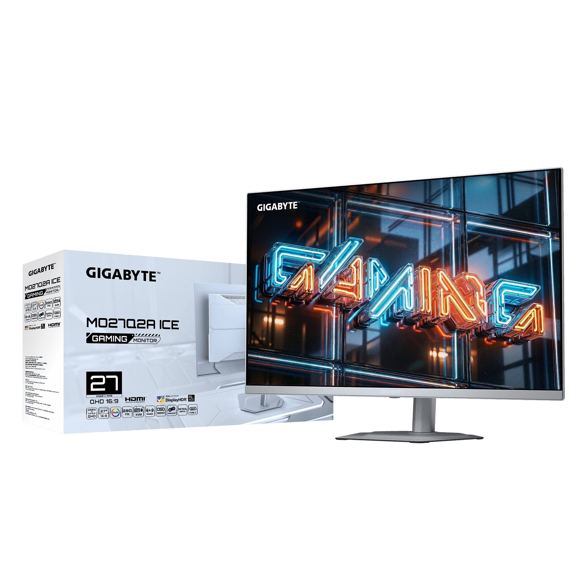 Gigabyte Mo27q2a Ice (68.6 Cm (27 Zoll), Blanco, Qhd, Kvm, Freesync Premium Pro, G-Sync-Compatible, 280hz Panel) Mo27q2a Ice Ek