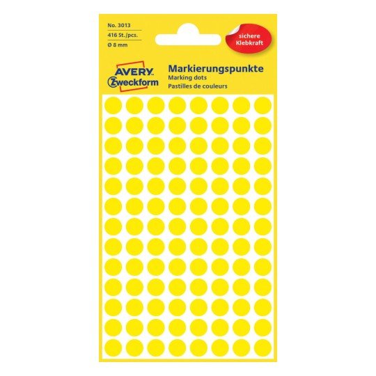 Avery Zweckform Klebepunkte 3013 Amarillo Ø 8,0 Mm, 416 Unidades