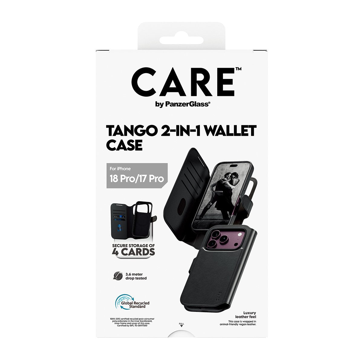 Panzerglass Care By ® Tango 2-In-1 Wallet Case Negro M. Magsafe Iphone 2026 Pro  17 Pro, Cover, Apple - Iphone 2026 Pro, Apple - Iphone 17 Pro, Transparente
