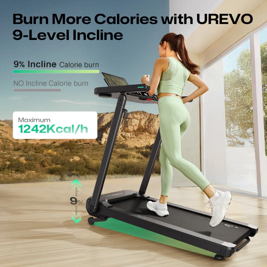 Cinta De Correr Con Mesa De Trabajo Y Ejercicio Incorporada Urevo Foldi 3s