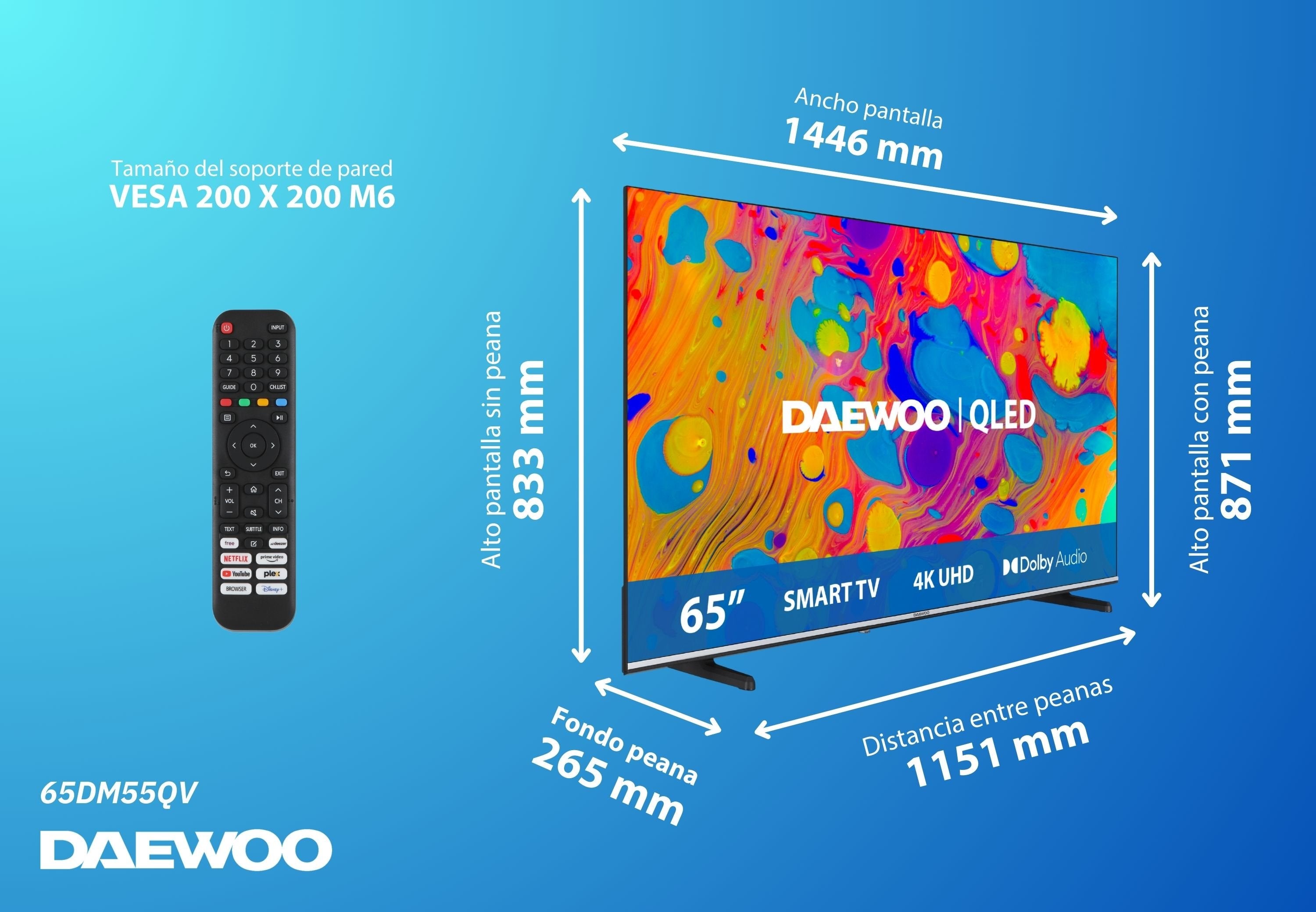 EAN 8698902064156 - Daewoo 65DM55QV Televisor 165,1 cm (65") 4K Ultra HD Smart TV Wifi Negro imagen 2
