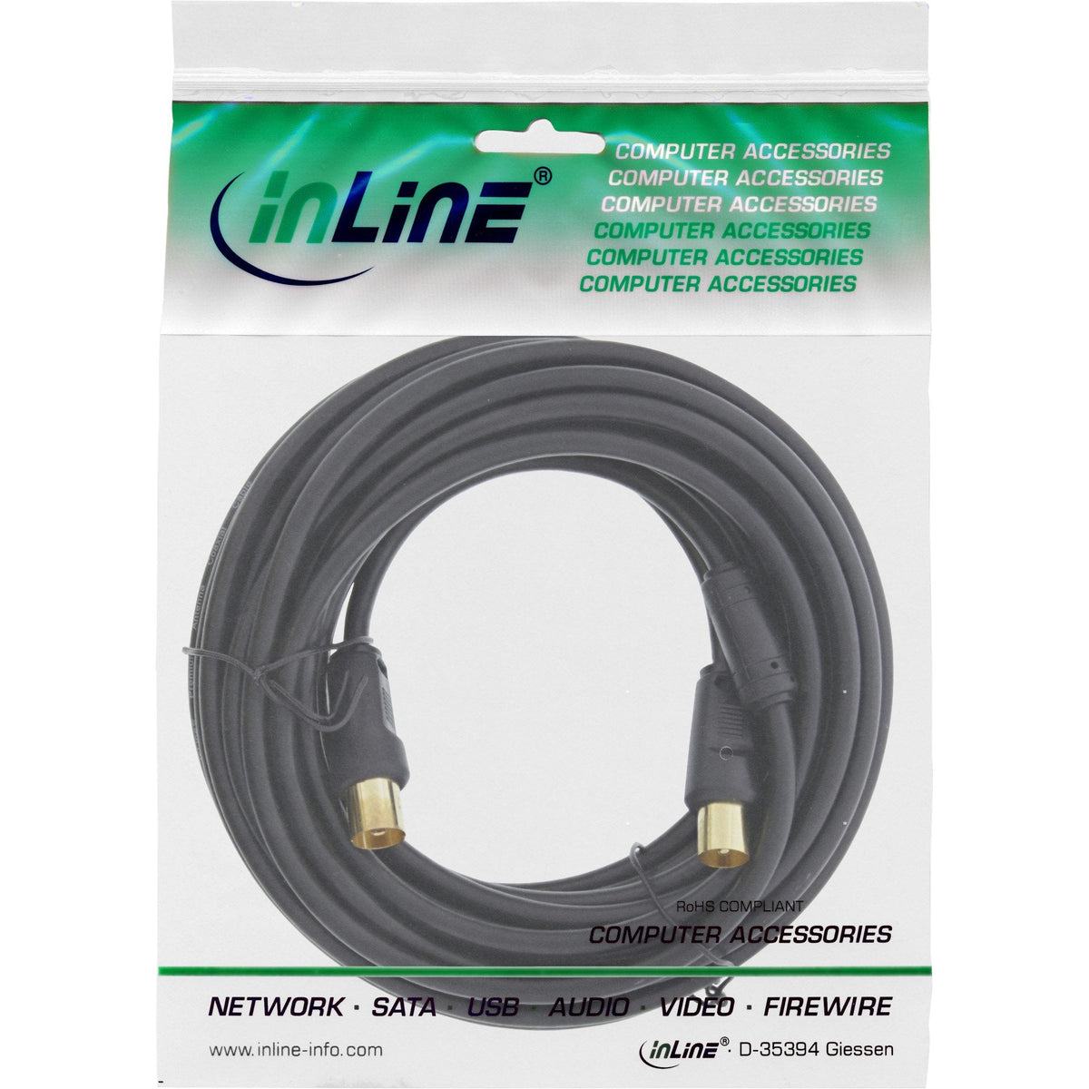 Cable De Antena Inline 2x Blindado >85db Negro 1m