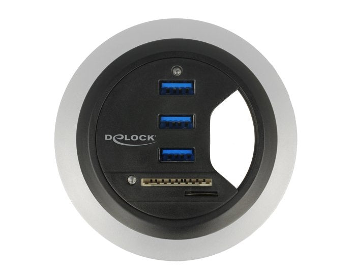 Delock Hub Escritorio 3 Puertos Usb 3.0 + Lector De Tarjetas Sd