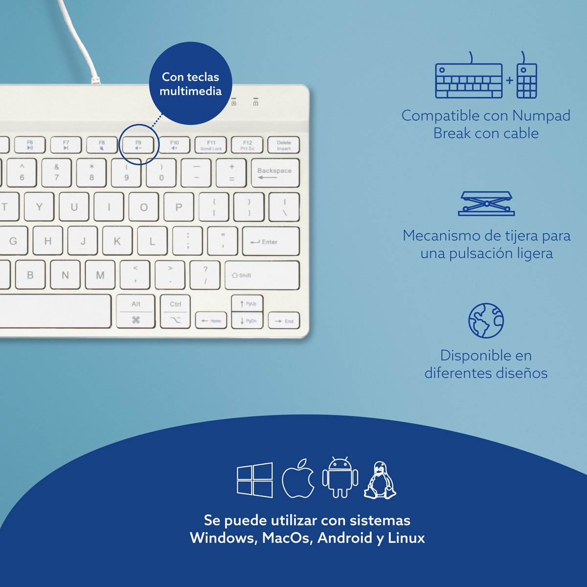 EAN 8719274491729 - R-Go Tools RGOCOUSWDWH teclado Oficina USB Inglés imagen 13