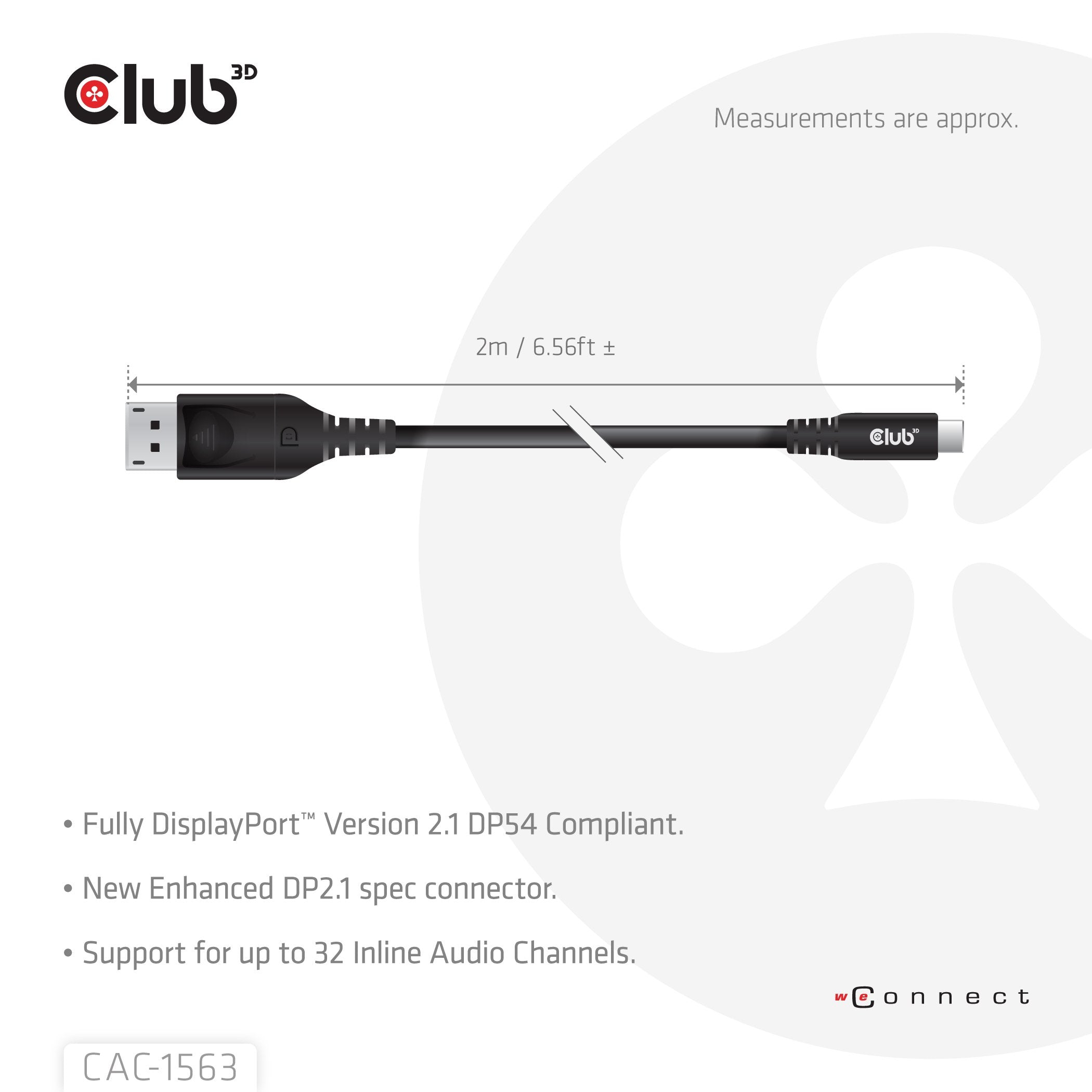 Club3d Cable Usb Typ C <-> Dp 2.1 2m 8k120hz M M