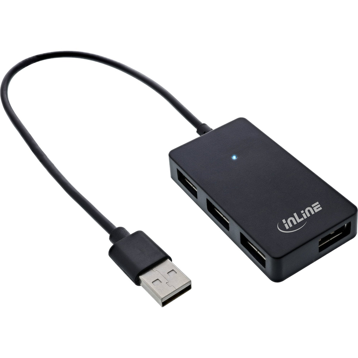 Hub Inline Usb 2.0 De 4 Puertos, Tipo A Macho A 4x Tipo A Hembra, Negro, 30 Cm