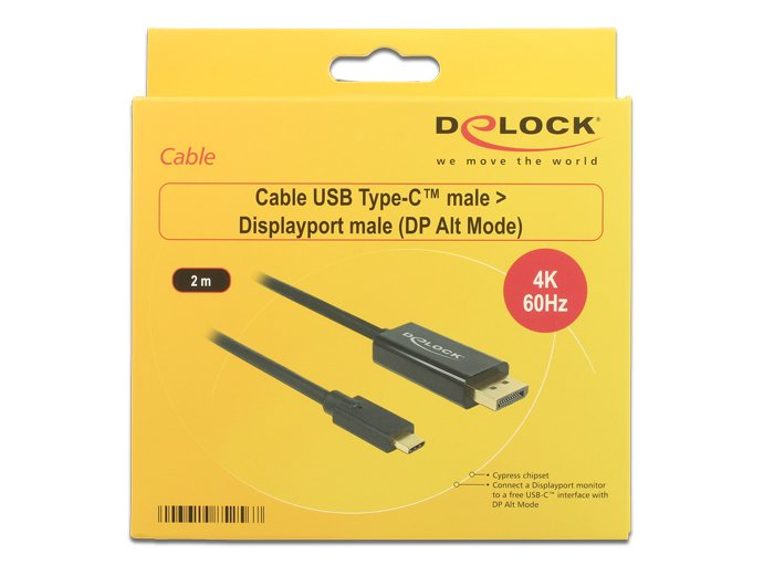 Delock 85256 Cable Usb Tipo-C -> Displayport M/M 4k 60 Hz 2m Negro