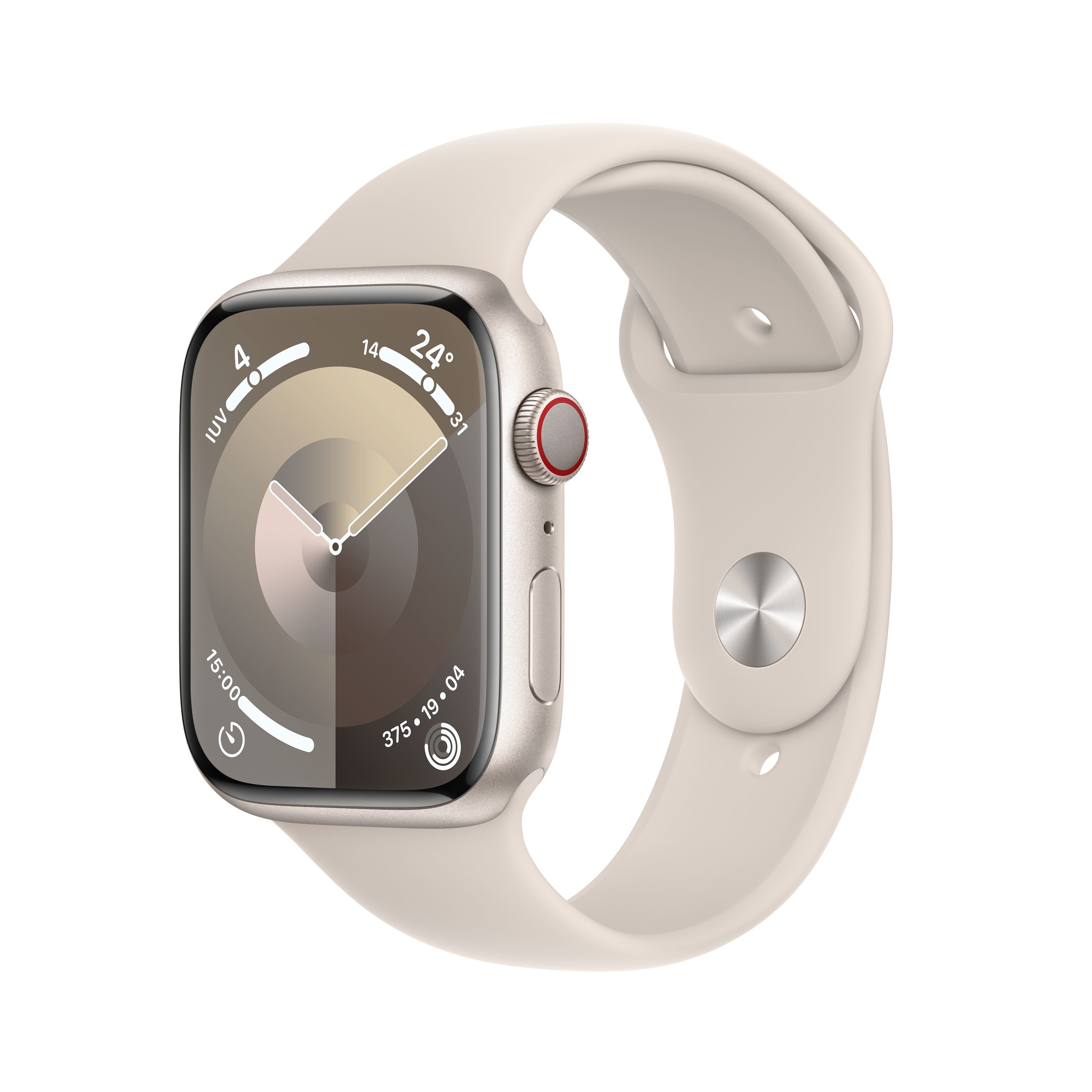 Apple Watch Series 9 Gps 45mm Cellular Caja De Aluminio Blanco Estrella Correa Deportiva Blanco Estrella S M