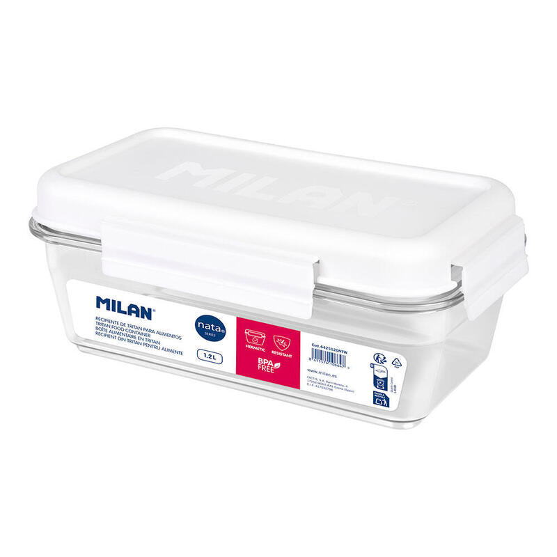 Fiambrera De Tritán Hermética Rectangular 1,2 L Nata® 624 Blanco