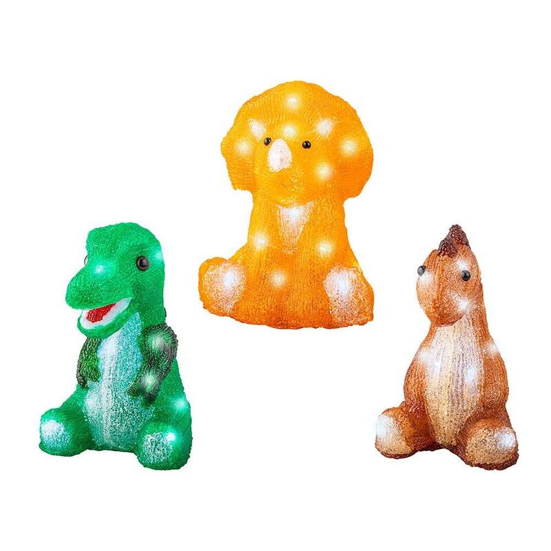 Figura Acrílica De Dinosaurio, Uso Exterior, Blanco Frío, 20 Leds, Modelos Variados, 22 Cm