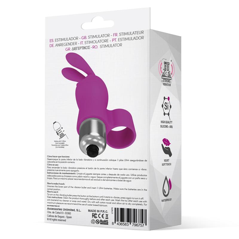 Fingyhop Bala Vibradora Con Conejito Silicona Púrpura