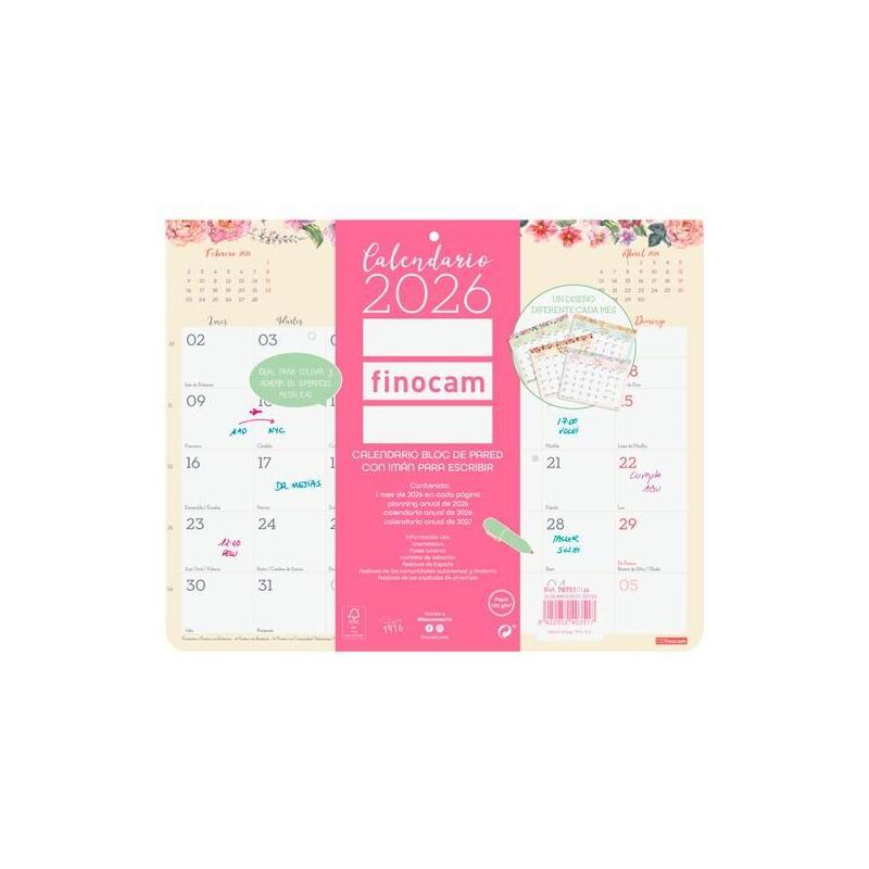 Finocam Calendario Bloc Con Imán Para Escribir 250x200mm Mv Design 2026